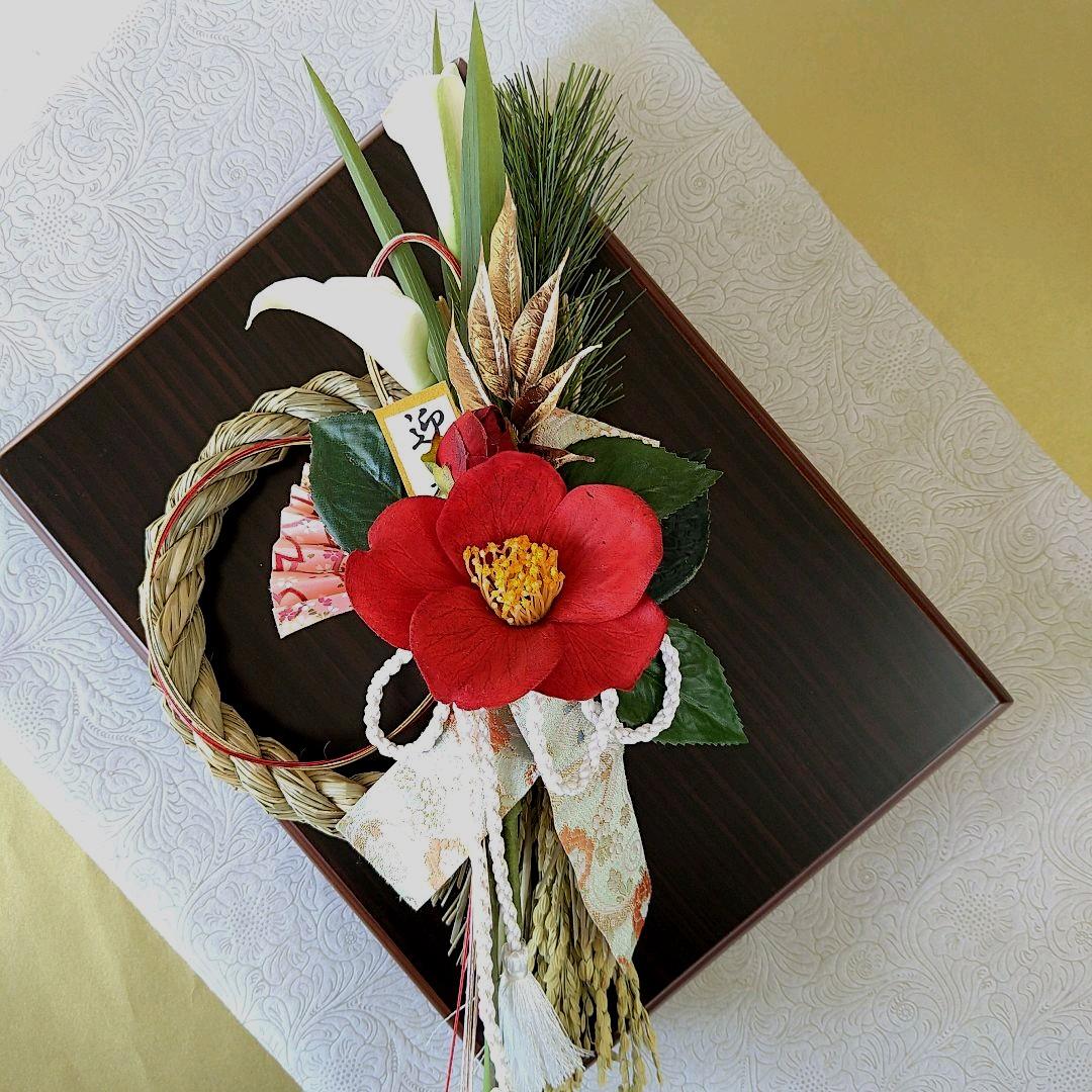 2022　お正月　しめ縄飾り　和モダン　2way　茜椿×カラー　＊187