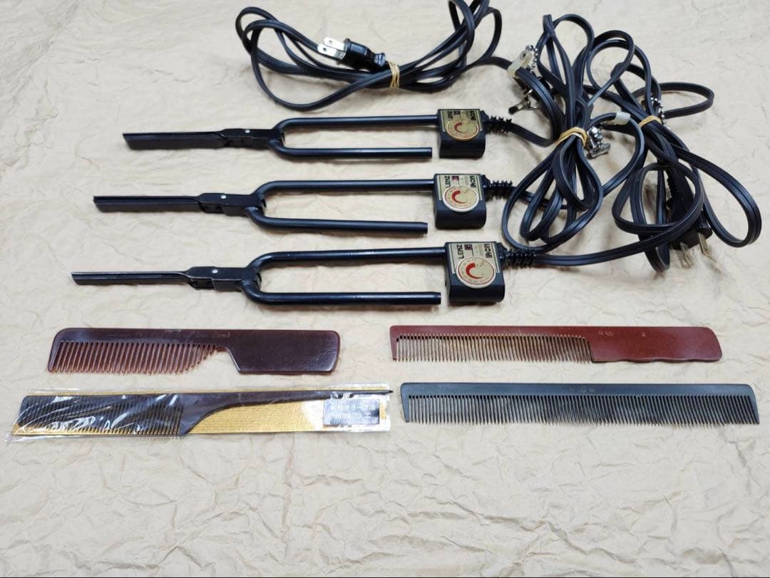 日理レンツアイロン■10㎜8㎜6㎜■中古■アイロンコーム4本■理容美容床屋パンチ