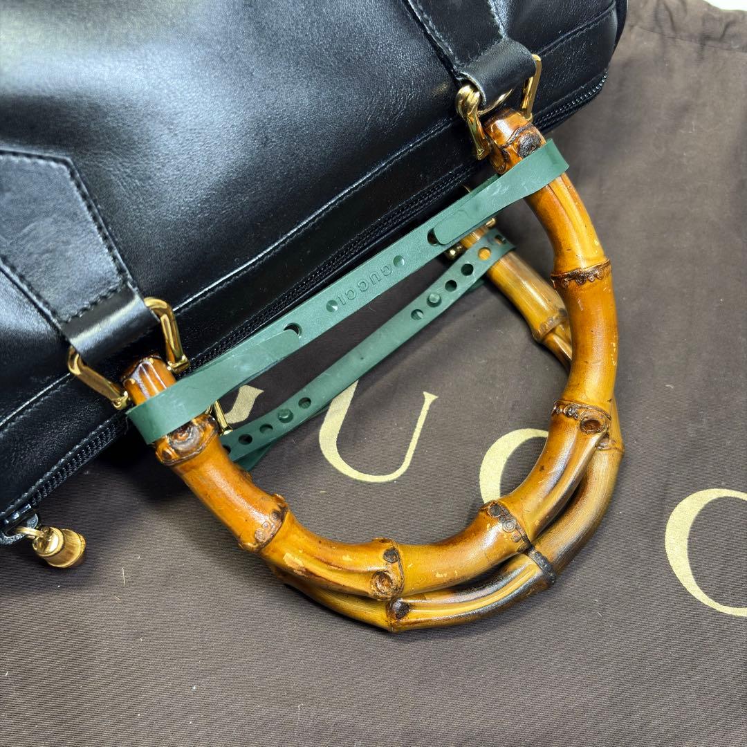 極美品　GUCCI グッチバンブーレザーミニボストン　2way ショルダーバッグ