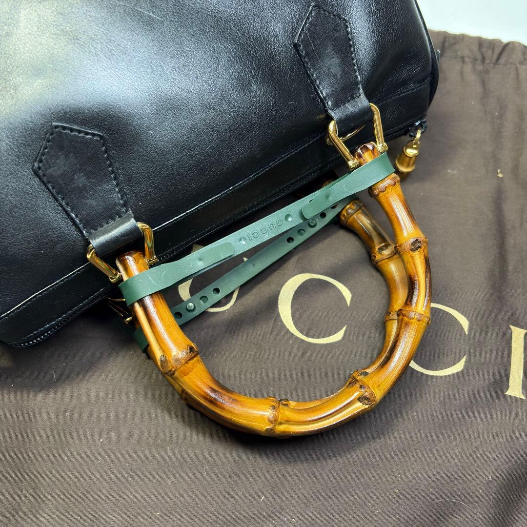 極美品　GUCCI グッチバンブーレザーミニボストン　2way ショルダーバッグ