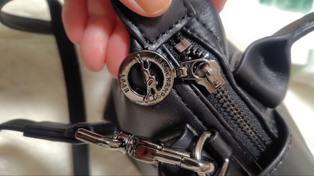 美品 ロンシャン ルプリアージュキュイール XS バッグ 黒 niko∞2525