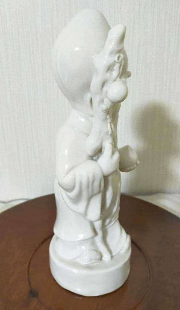 セール中!　 中国美術 七福神　白磁　寿老人立像　健康運、幸運アップ　縁起物置物