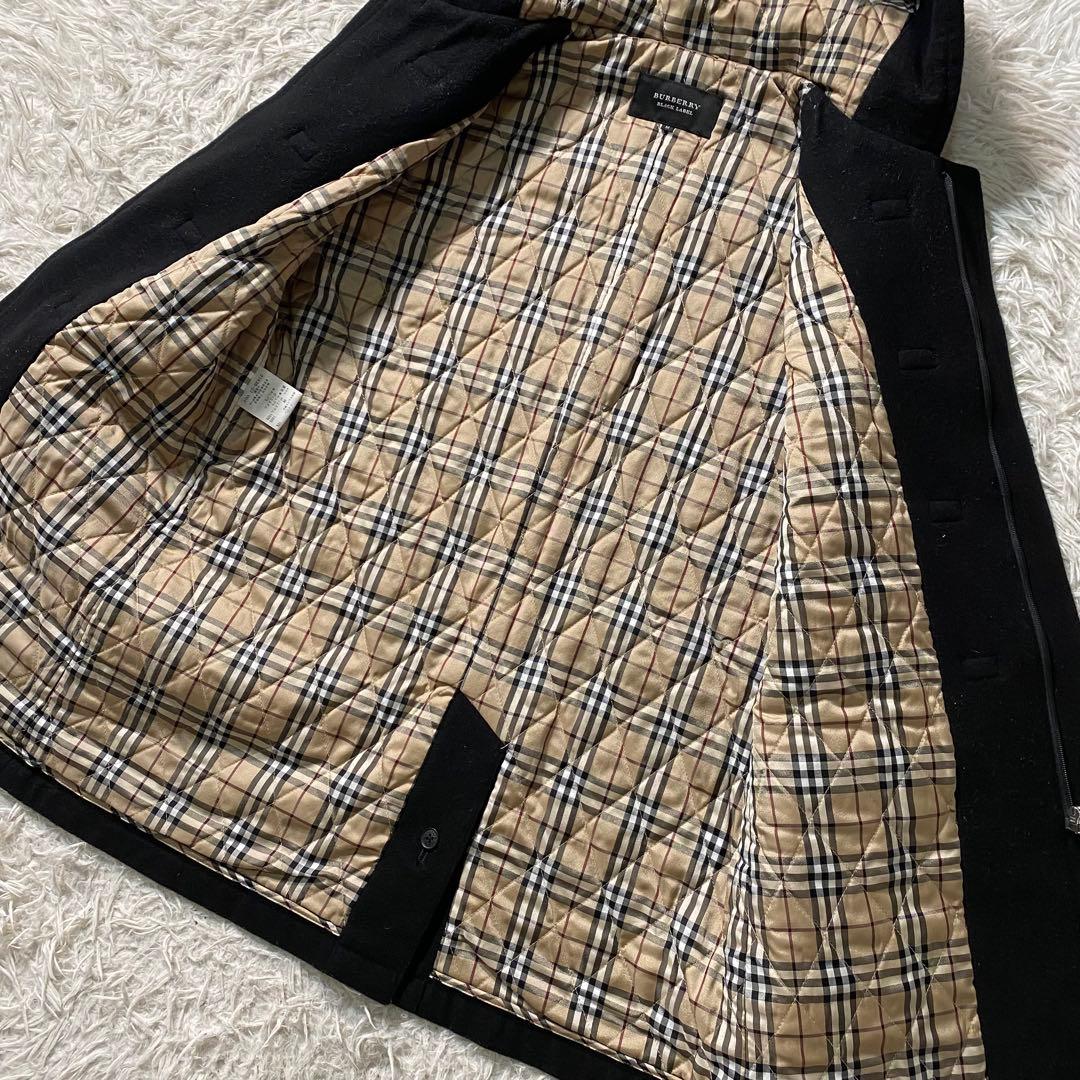 美品】バーバリーブラックレーベル　ダッフルコート　金具　ノバチェック　ナイトロゴ