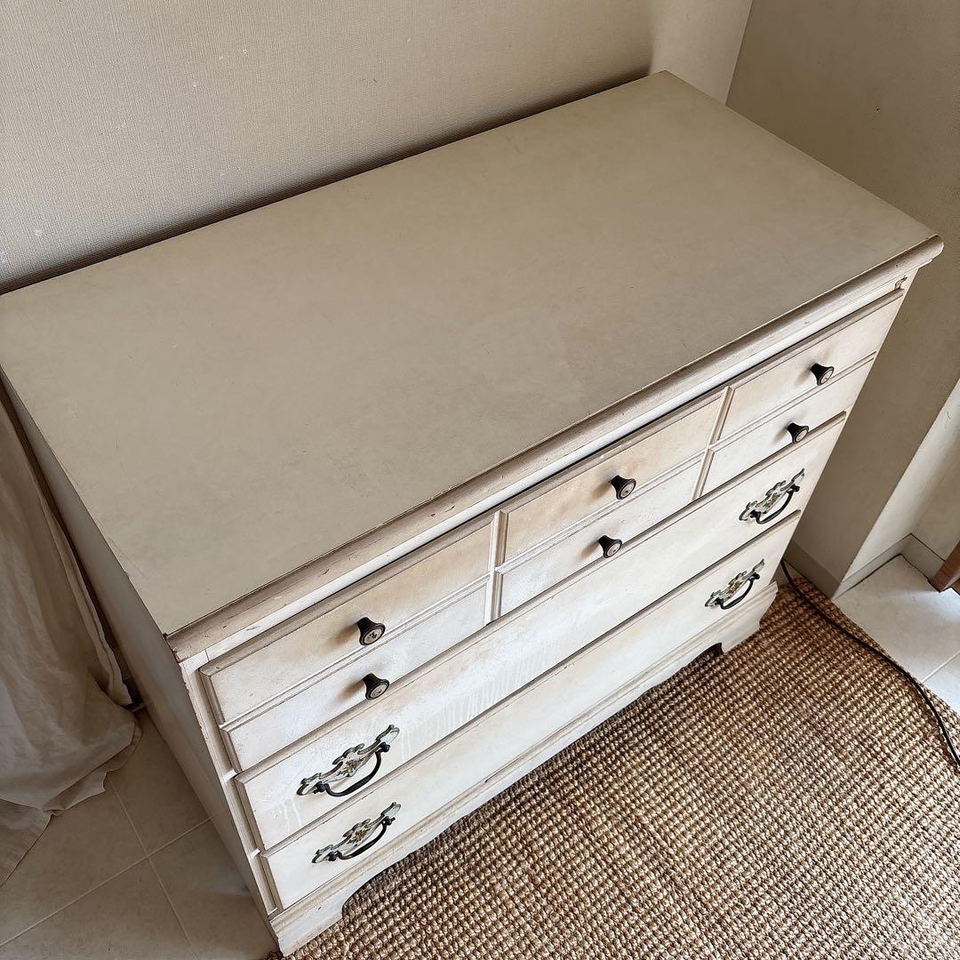 北欧　アンティーク　シャビーシック　チェスト　飾り棚　白家具　フレンチシャビー