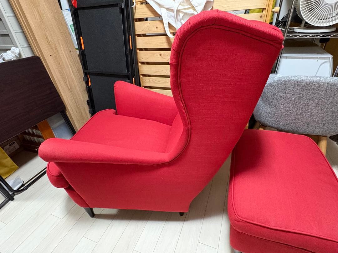 【大阪】IKEA STRANDMON ストランドモン ソファ　オットマン付き　赤