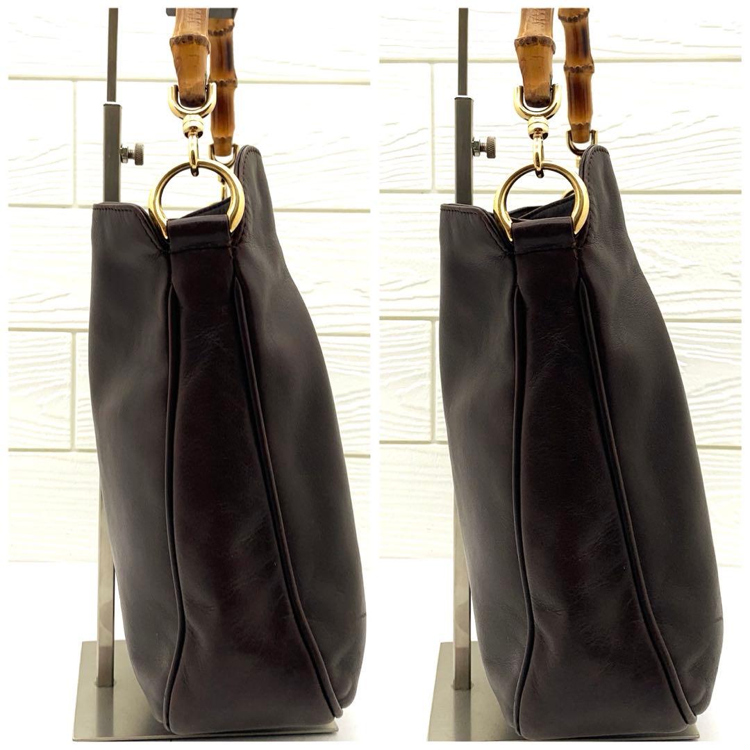GUCCI グッチ バンブー ハンドバッグ レザー ダークブラウン