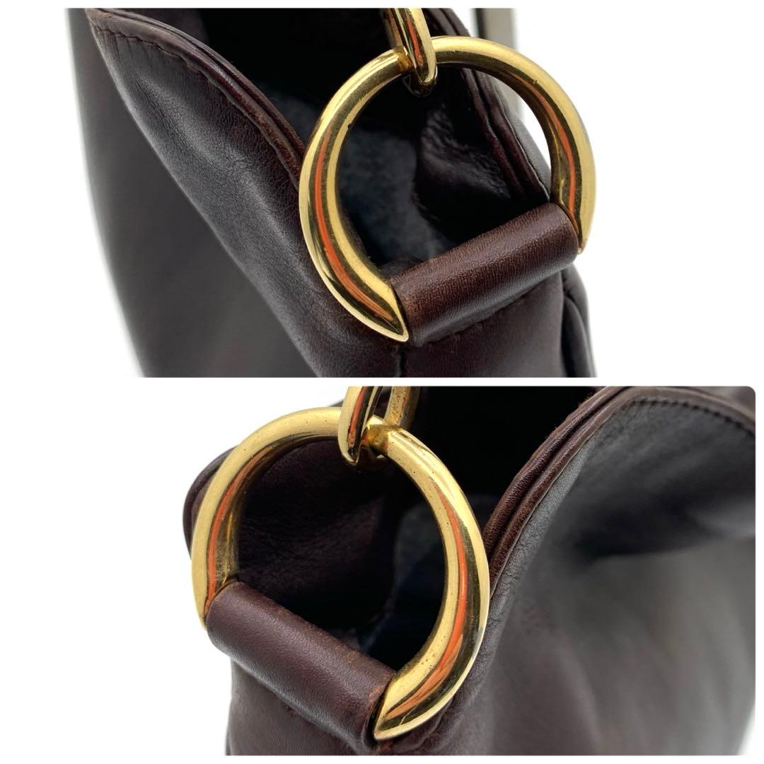 GUCCI グッチ バンブー ハンドバッグ レザー ダークブラウン