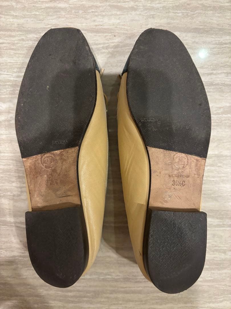 CHANEL バレエシューズ 34.5 ベージュ/黒