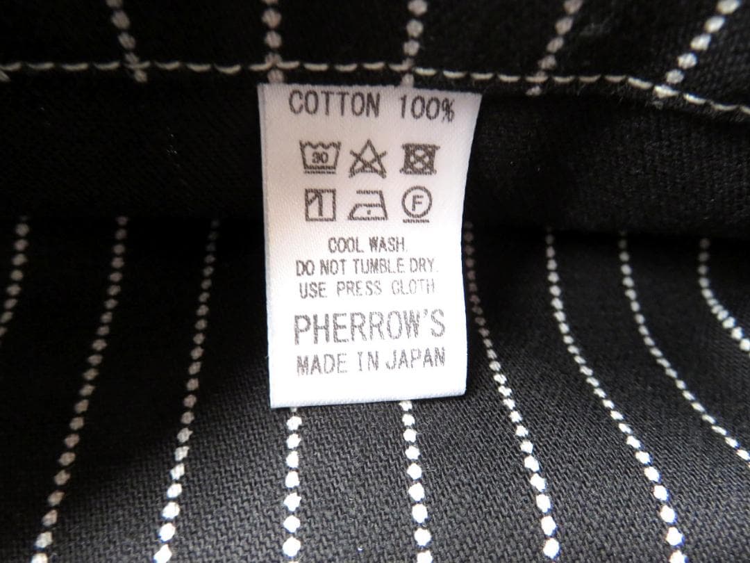 フェローズ PV1-W ブラックウォバッシュ 42 ワークベスト 日本製