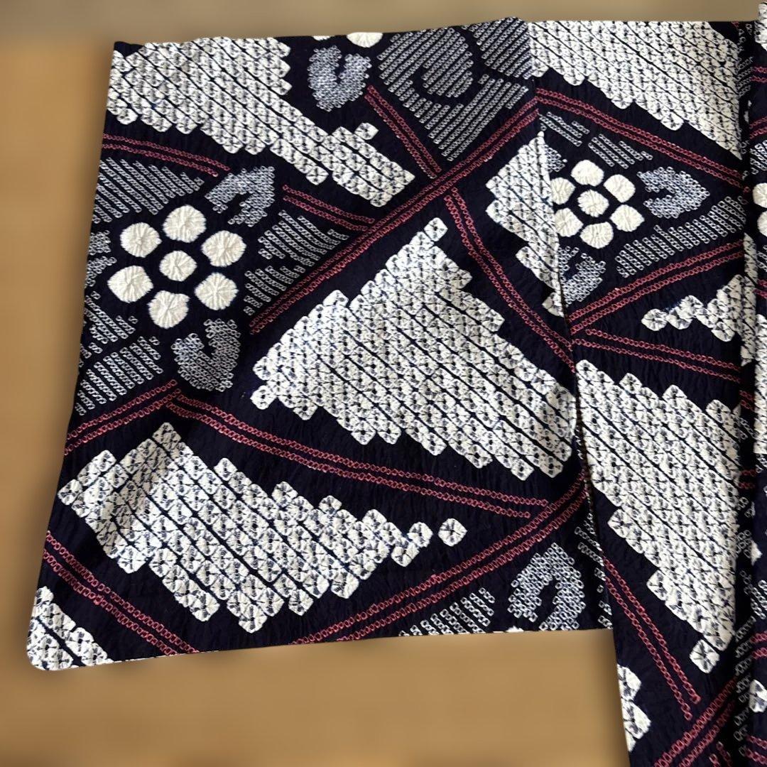 有松しぼり大胆かつ繊細な細かい絞り浴衣未使用品手縫い綿100%