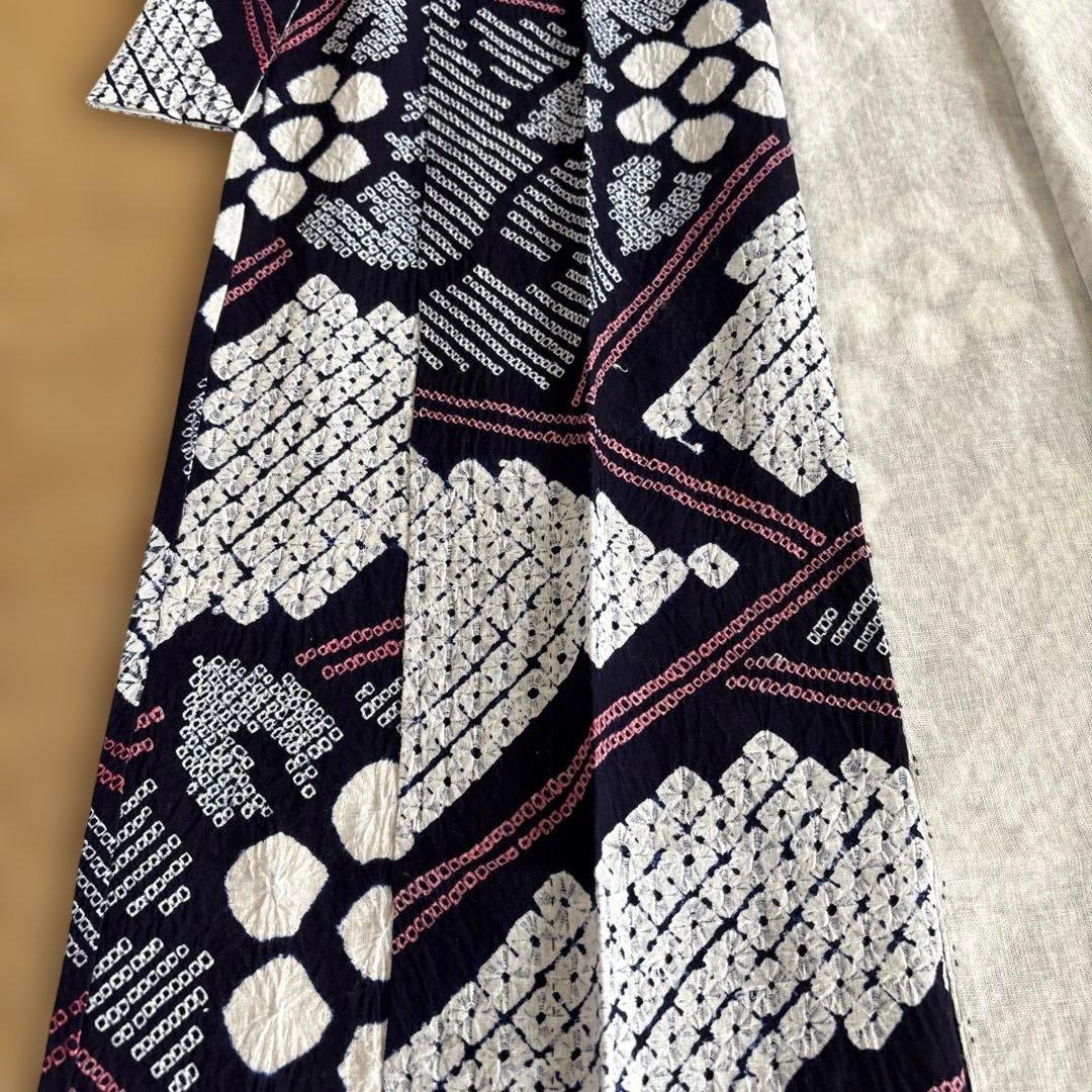 有松しぼり大胆かつ繊細な細かい絞り浴衣未使用品手縫い綿100%