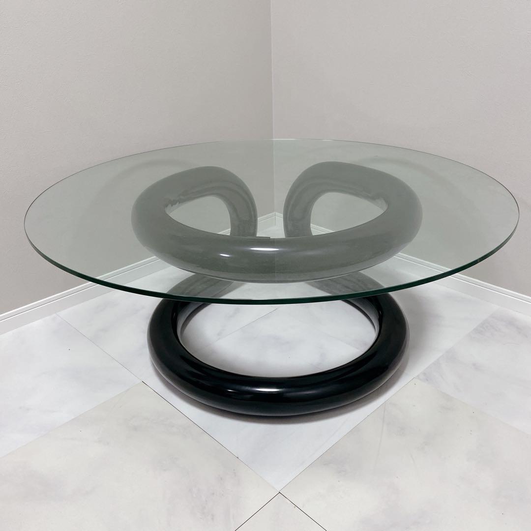 スペースエイジ デザイン家具 ラウンドテーブル　極美品　ガラス　デザインテーブル