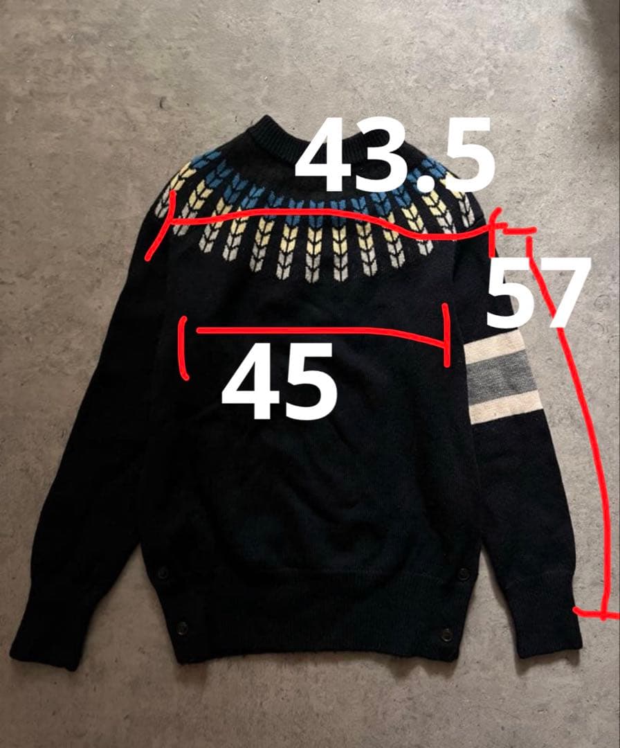 thom grey 冬　ウール　ニット　セーター　チルデン