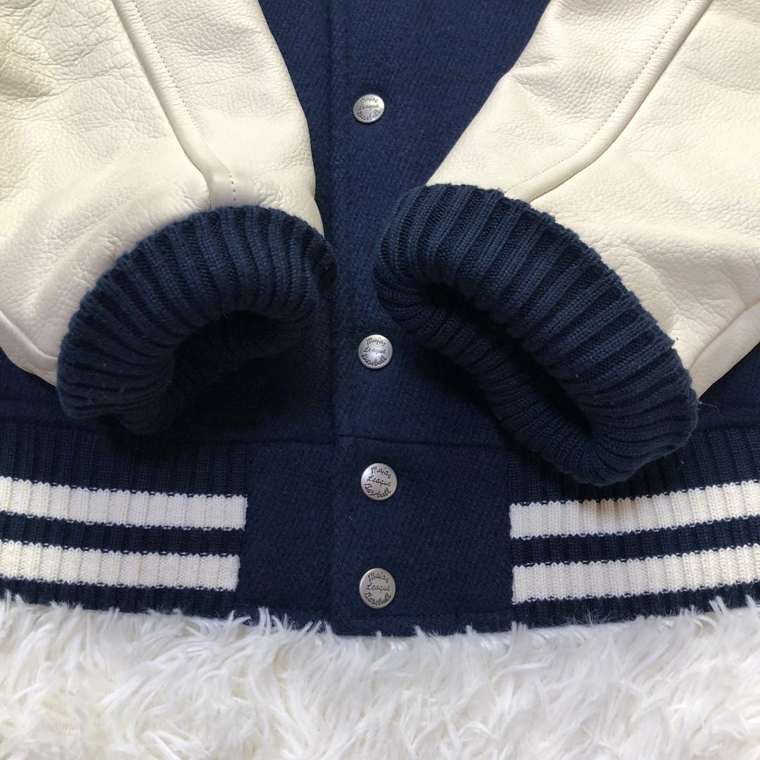 UNIQLO 00s ヤンキース コラボ ウールスタジャン 牛革レザー切替 刺繍