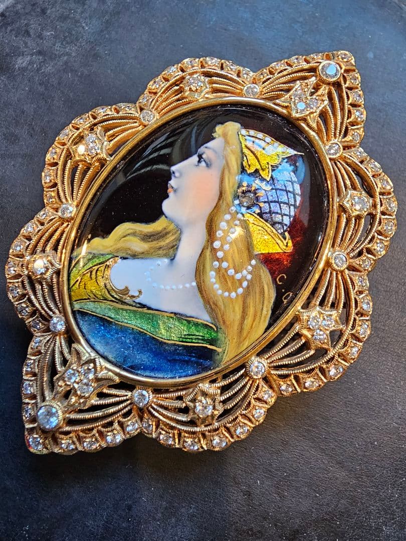 aya梶光夫　エマーユブローチ