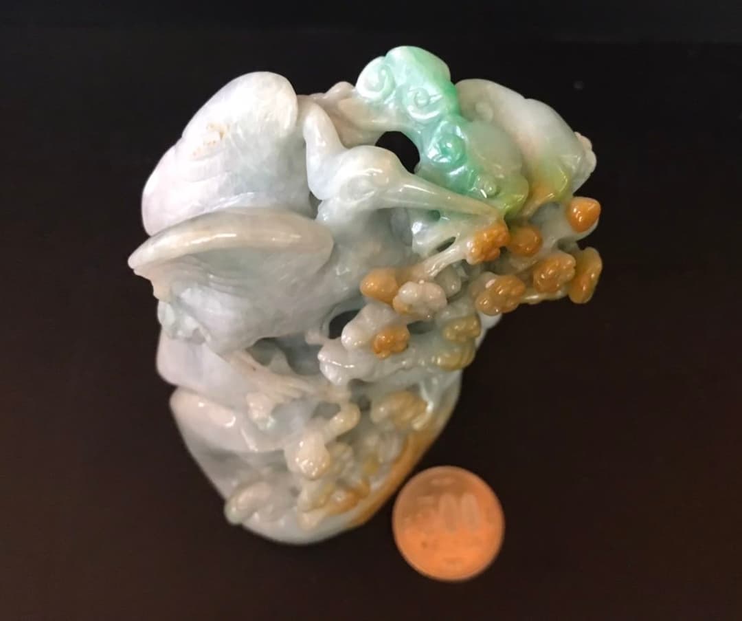 ★高級品一点物★【天然石　梅鶴延年】本翡翠　パワーストーン