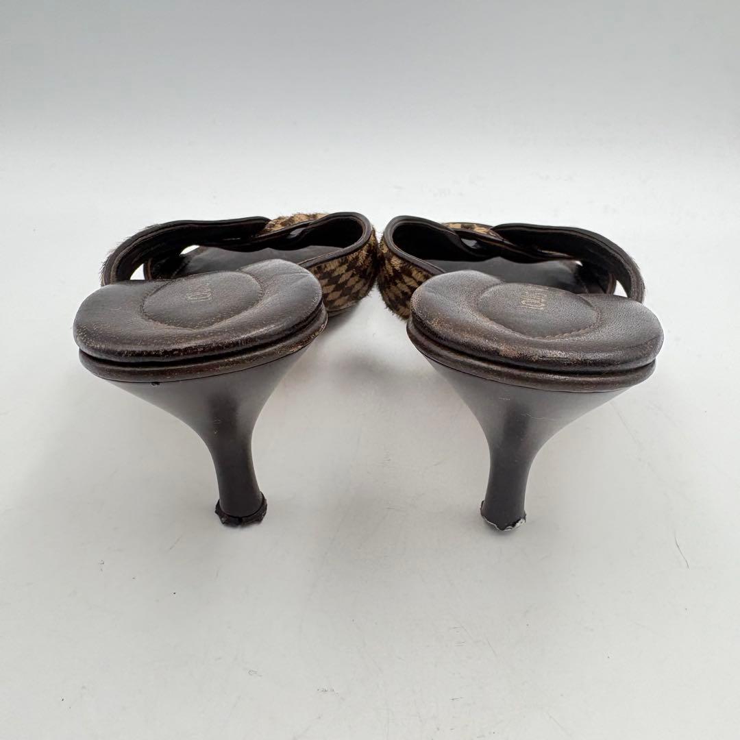 ルイヴィトン ダミエ ハラコ ミュール サンダル ファー 0725-S6538h