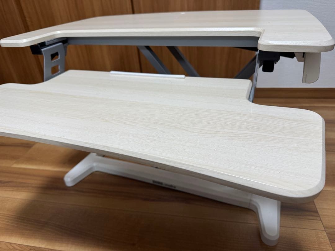 卓上昇降デスク デュアルデスク メープル ガス圧式 幅72cm