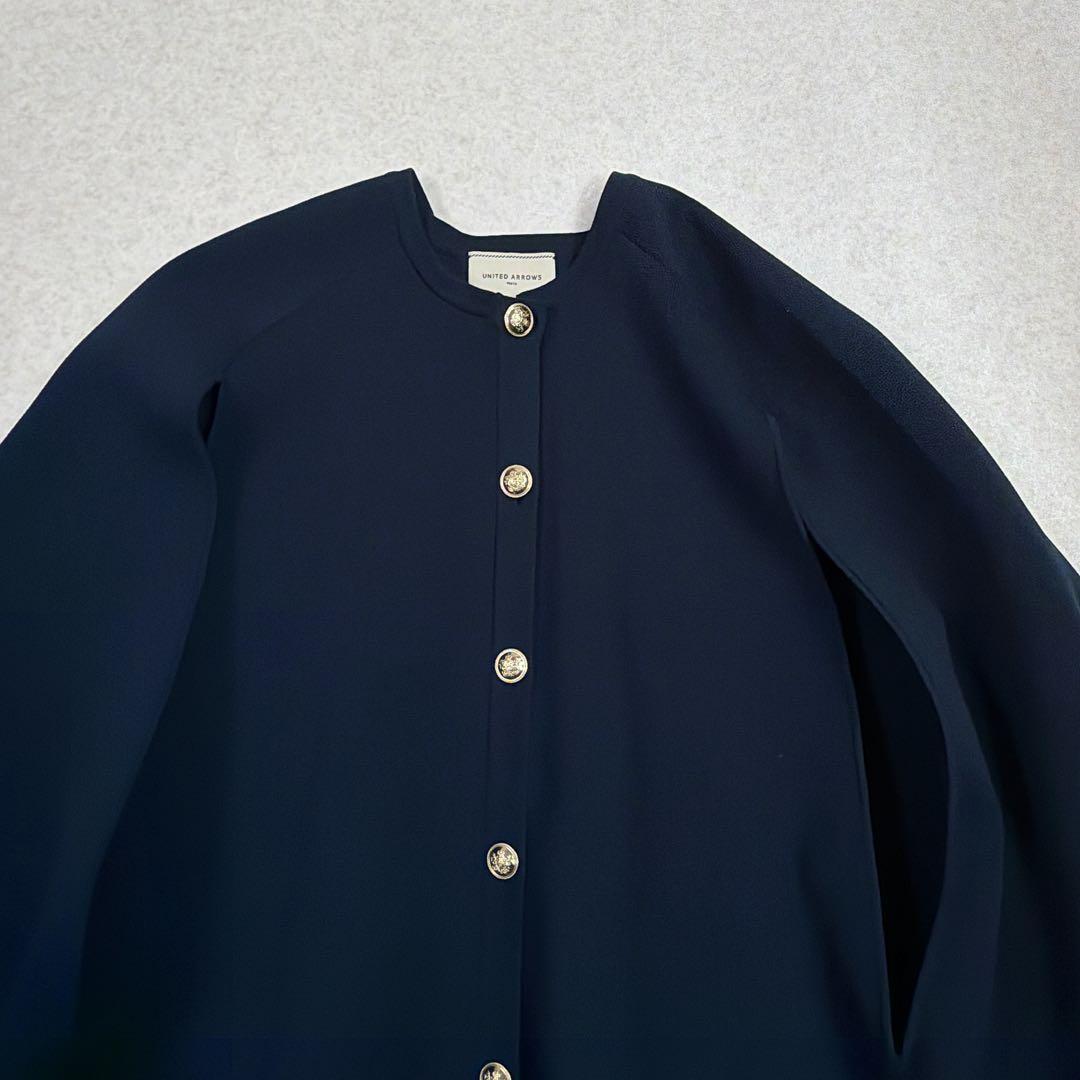 UNITED ARROWS ケープ カーディガン ネイビー　金ボタン　タキマキ