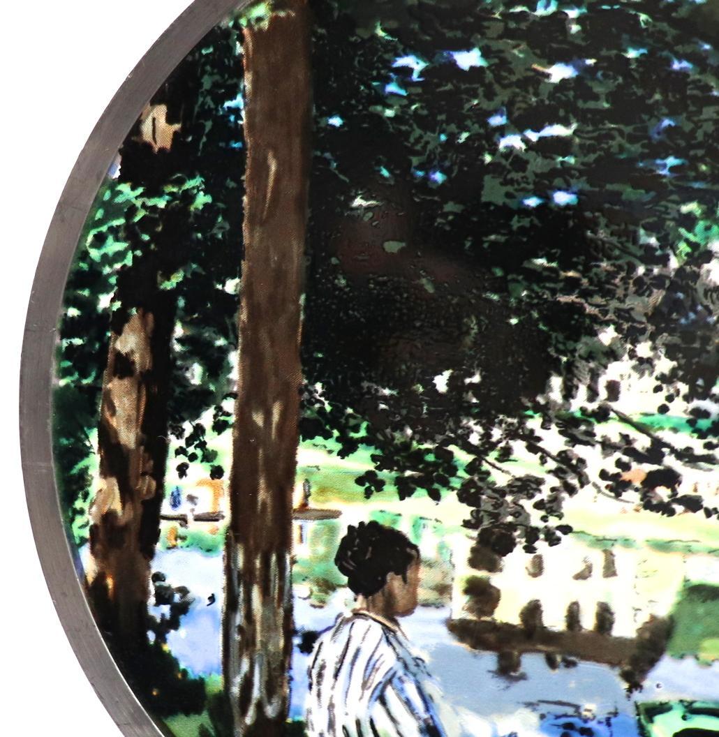 シカゴ美術館収蔵 モネ セーヌ河岸、ベンヌクール ヴィンテージ ステンドグラス