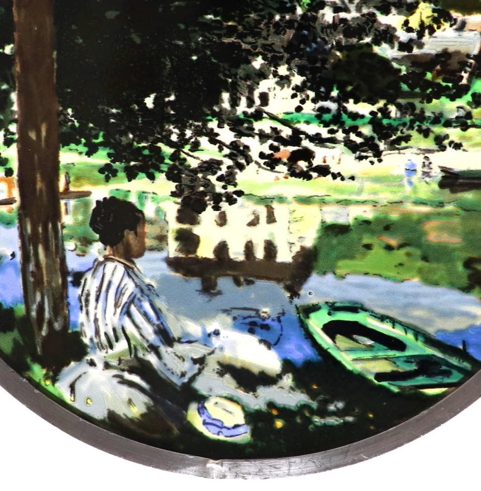 シカゴ美術館収蔵 モネ セーヌ河岸、ベンヌクール ヴィンテージ ステンドグラス