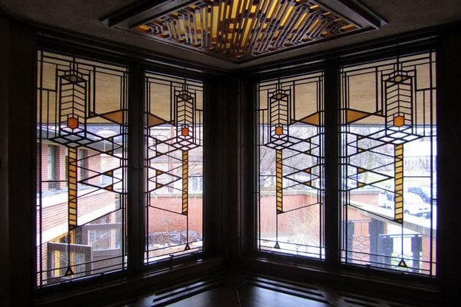 フランク・ロイド・ライト 公式 ヴィンテージ ステンドグラス 大型 ロビーハウス