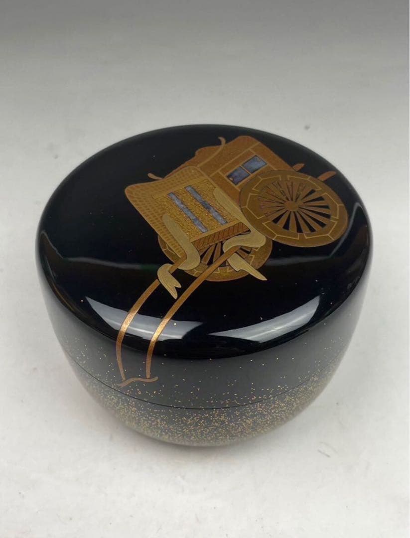 最高傑作品 煎茶道具 棗 松杏 御所車蒔絵 金蒔絵 螺鈿細工 美品 茶道具