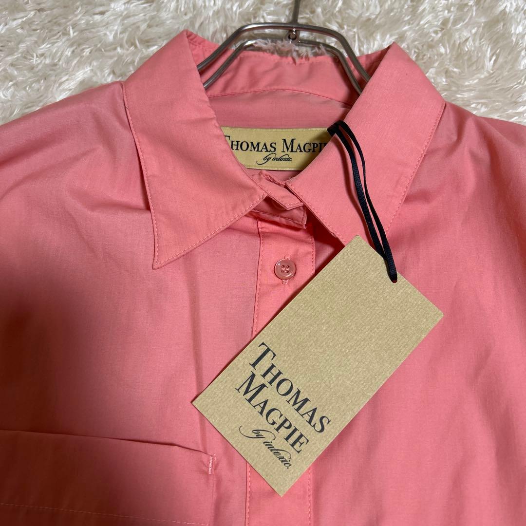 【新品未使用】トーマスマグパイ シャツ ブラウス 襟にロゴ ピンク ノンアイロン