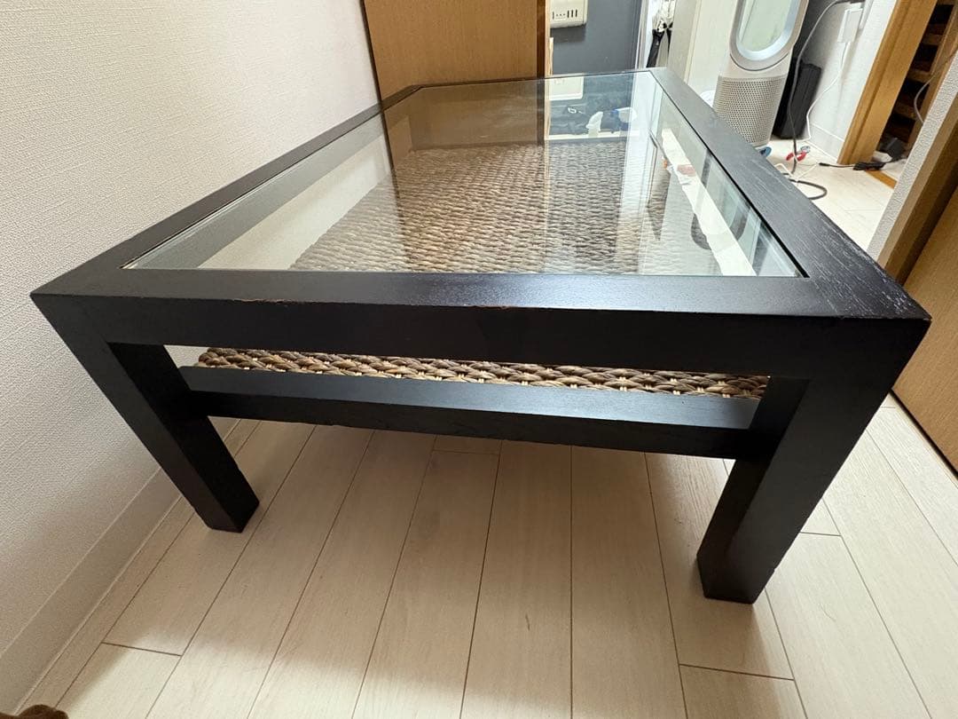 PERFORMAX ガラス天板 ローテーブル ウォーターヒヤシンス家具