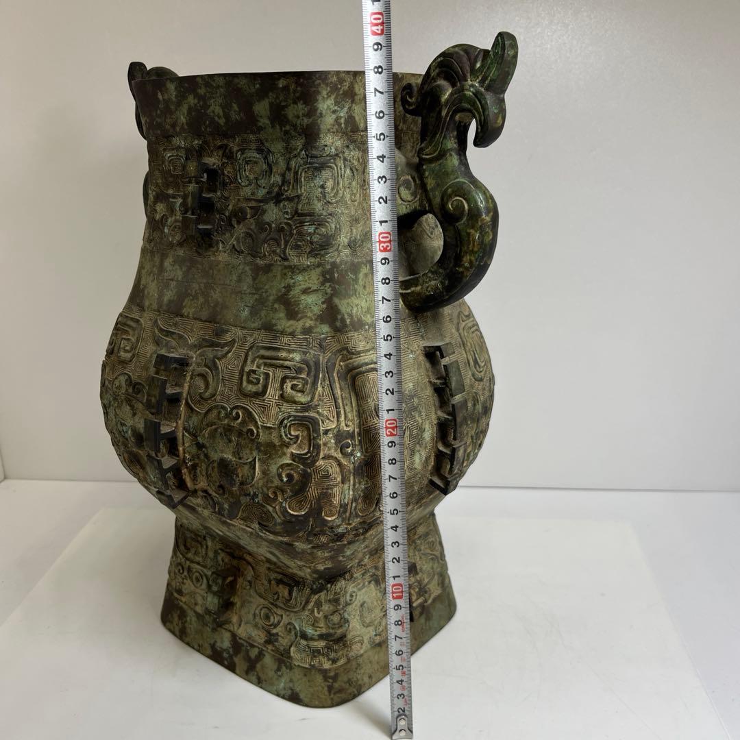 中国古玩　古銅大花瓶　6519g/高さ40㎝　東Y8-0128⑤トヒカ