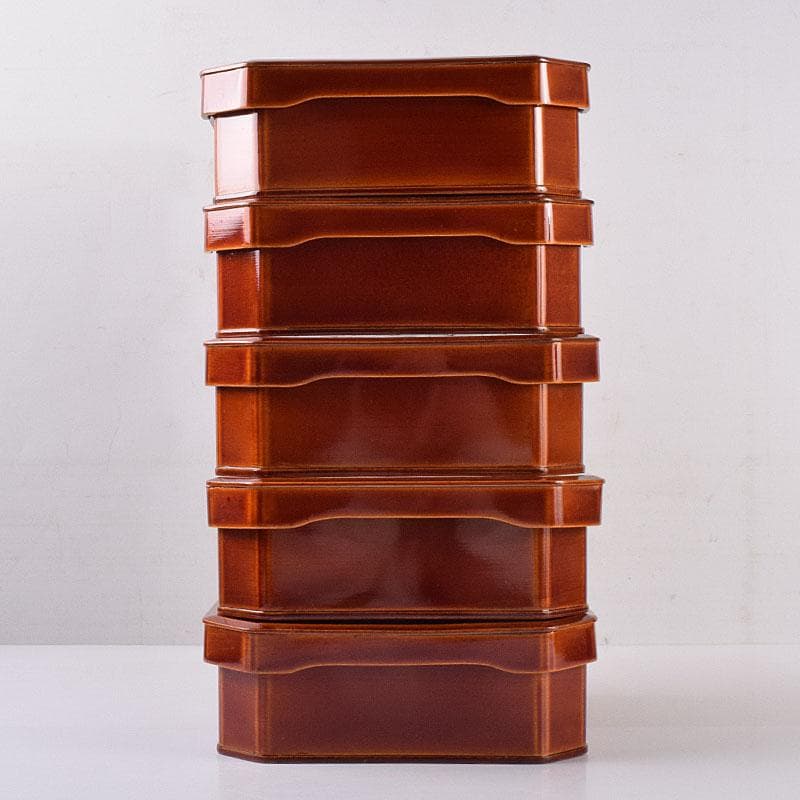 塗師　木村表恵作　木製漆器　大徳寺重　四方五段重箱　共箱　V　R8911H