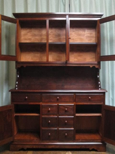 美品 松本民芸家具 ミズメザクラ 無垢材 C型 食器棚 定価935,000円