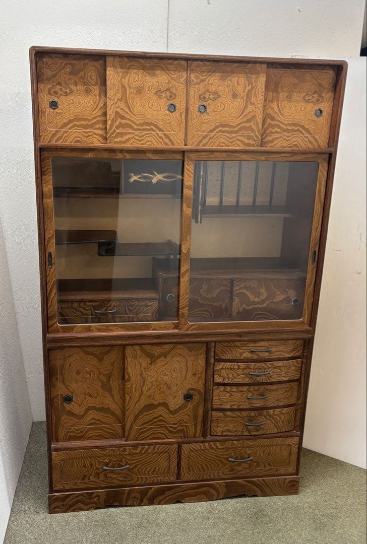 昭和レトロ　倉庫保管品　ヴィンテージ茶箪笥　水屋　食器棚