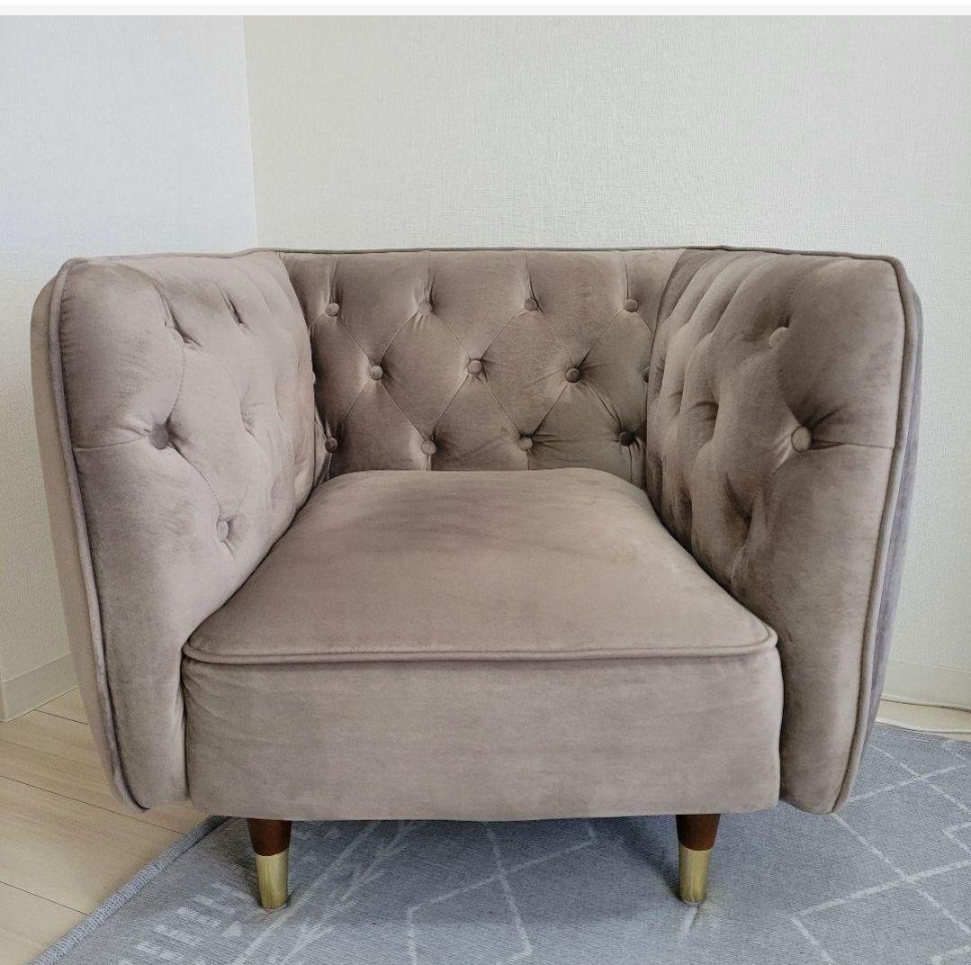 Goodさま専用【美品】 1人掛けソファ ベルベット グレー