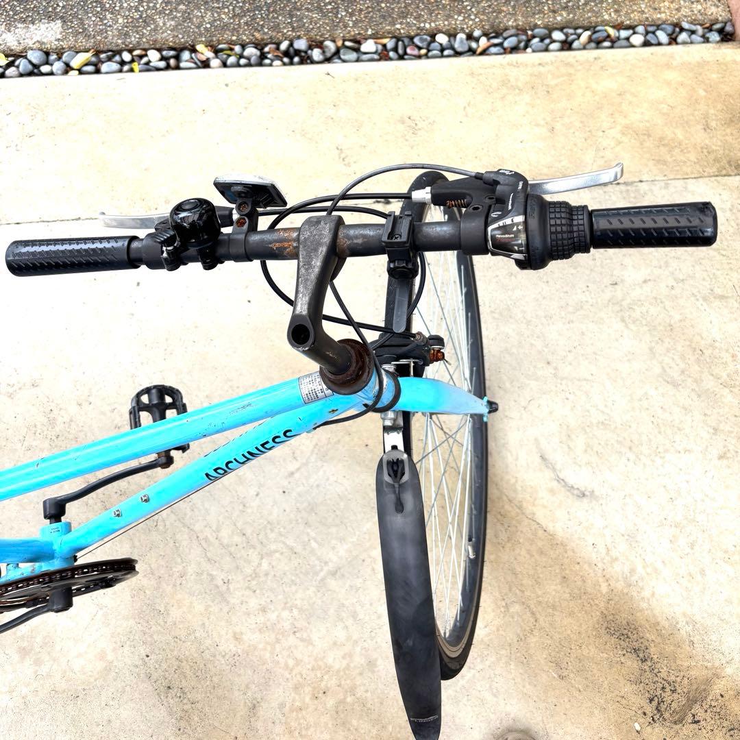 クロスバイク シティサイクル シマノ 7段変速 自転車 27インチ　ブルー　青