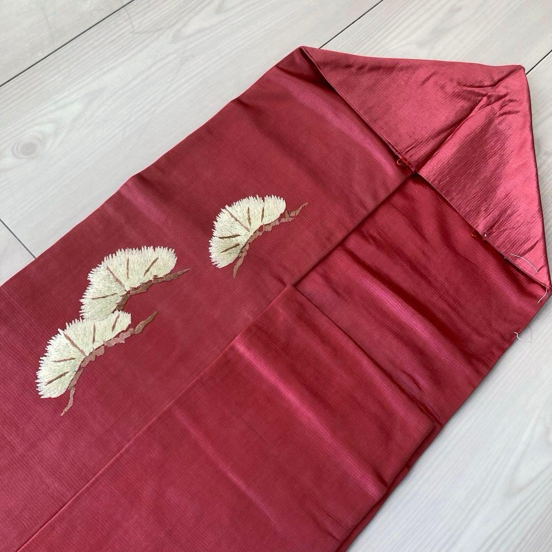 アンティーク名古屋帯　鶴の刺繍　大正ロマン　しつけ糸付　正絹　N1-26