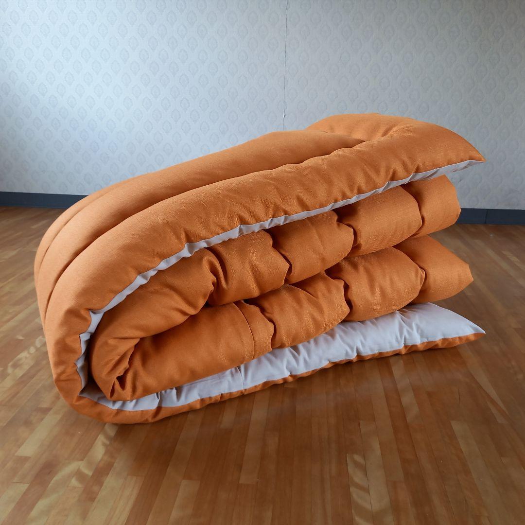 超撥水加工 厚手 厚掛け こたつ布団 大判長方形 オレンジ 清潔 安心 日本製⑪