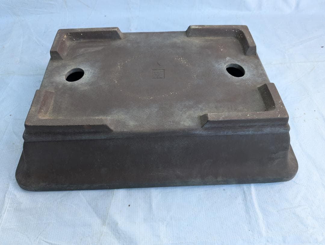 【大型盆栽鉢】一友印 長方形 55.5×40×13cm 無釉 植木鉢 盆栽鉢