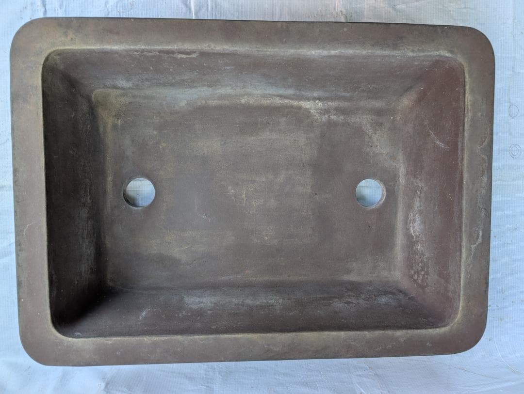 【大型盆栽鉢】一友印 長方形 55.5×40×13cm 無釉 植木鉢 盆栽鉢