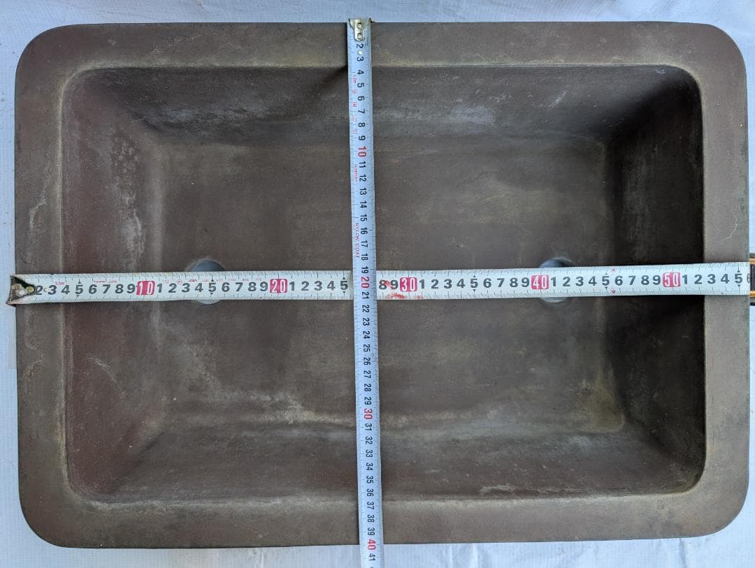 【大型盆栽鉢】一友印 長方形 55.5×40×13cm 無釉 植木鉢 盆栽鉢