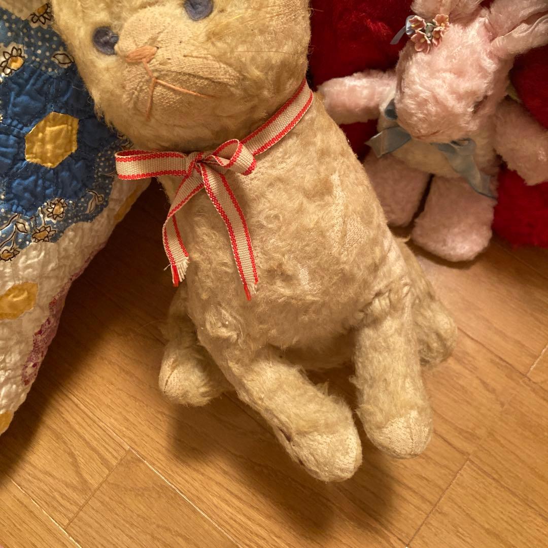 アンティーク猫ちゃん リボン付き 約30cm