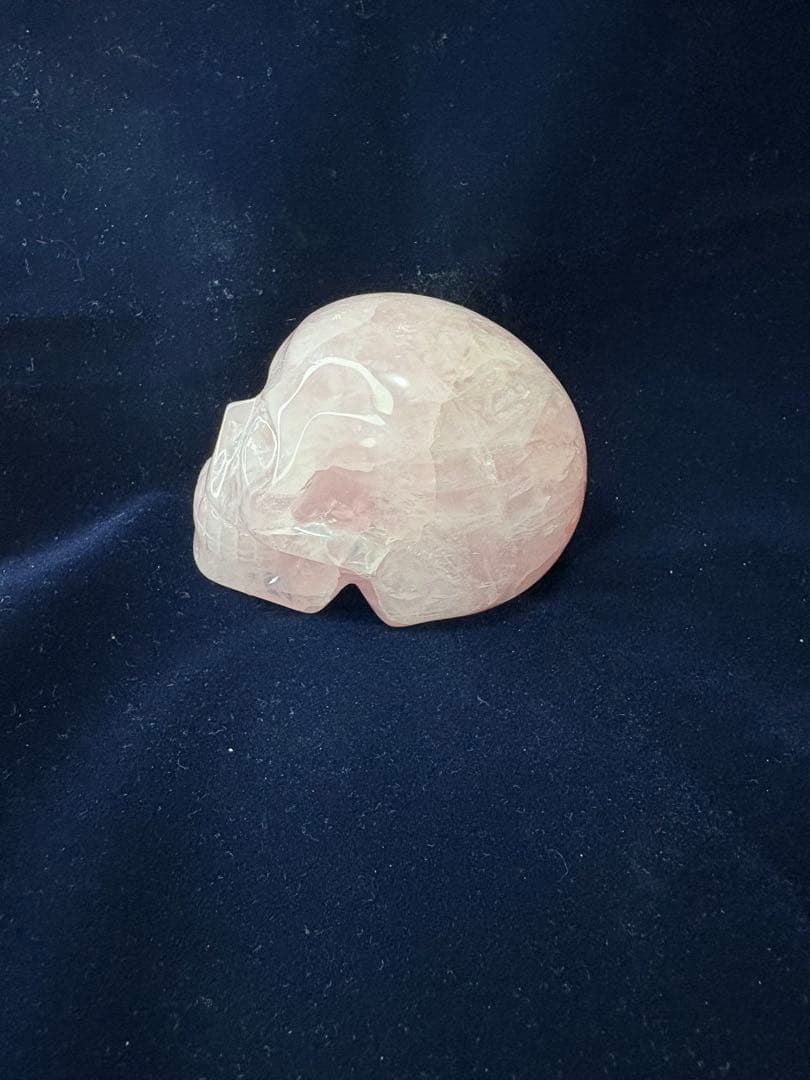 ☆ローズクォーツ☆ スカル型置物 約7cm
