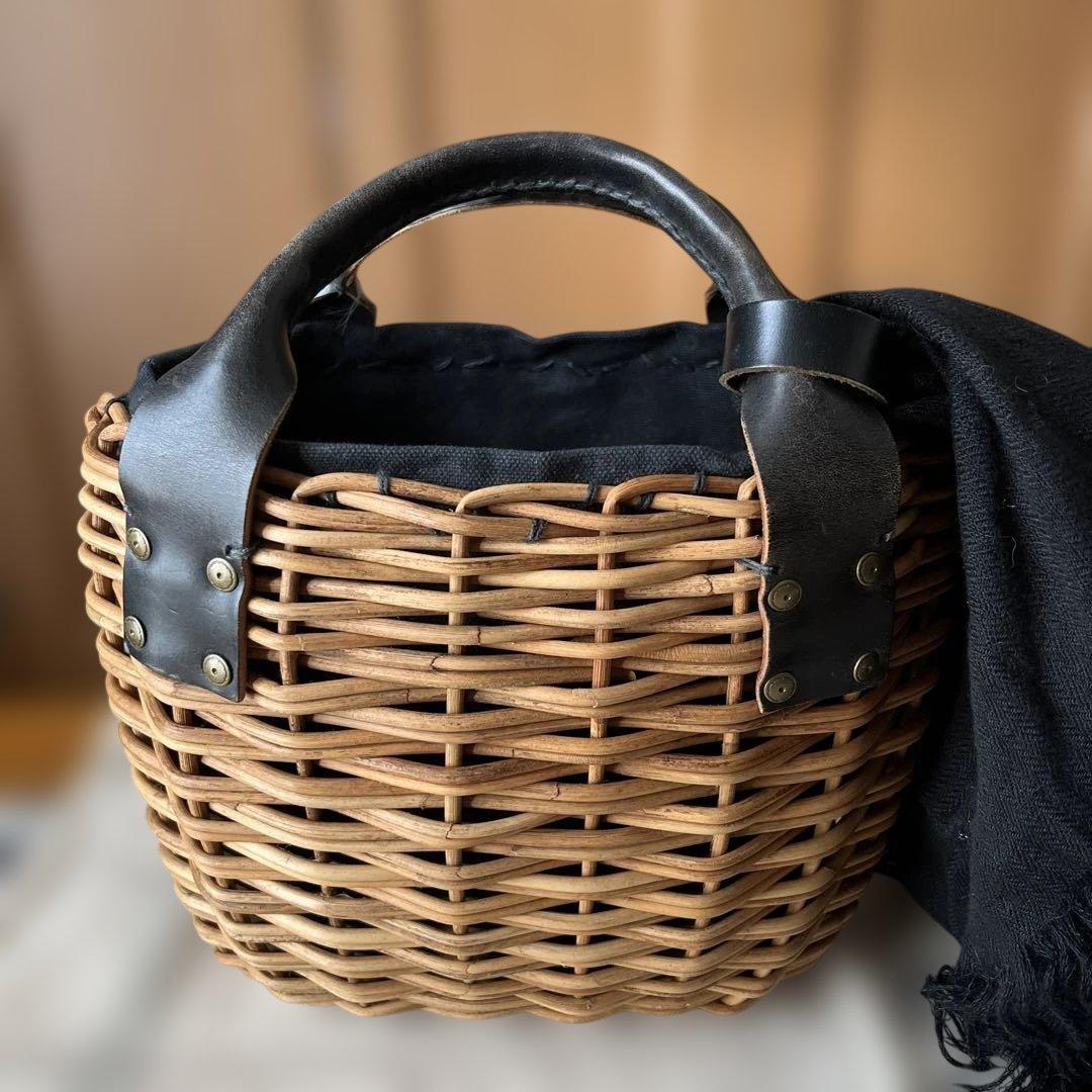 エバゴス ebagos ブライドルレザー紅藤かごバッグ