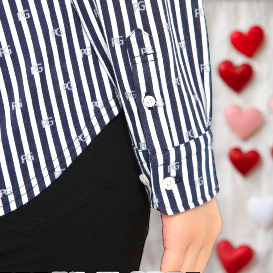 パーリーゲイツ❣️PGロゴストライププルオーバー 新品正規品 ネイビー サイズ2