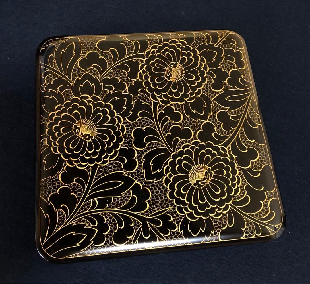 割引❗️《レ》輪島塗 沈金 二段重 輪島屋造 木製漆器 共箱　251110う5