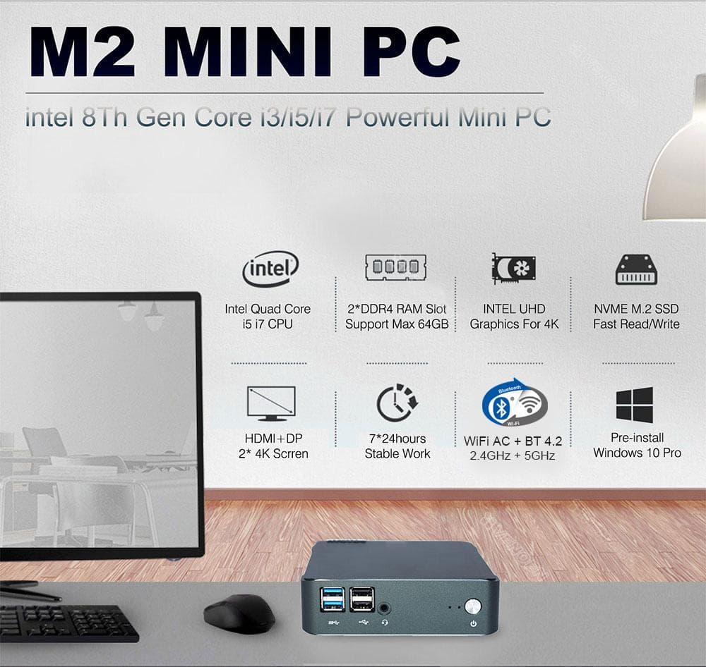 【新品】高速ミニPC Intel Core i5-8265U/8GB DDR4