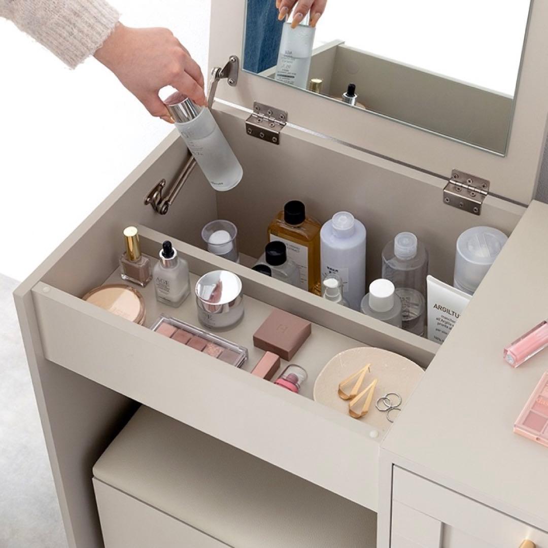 【幅80cm】Calan ドレッサー セット デスク チェア コンセント 収納