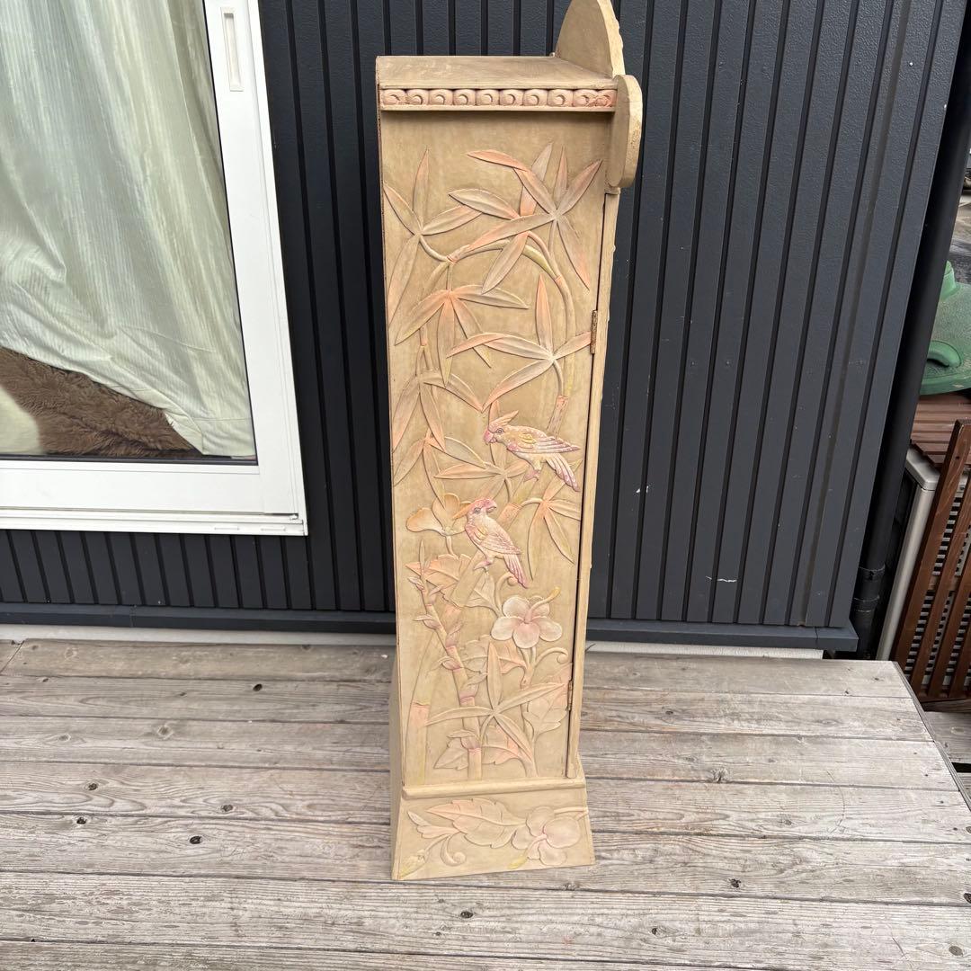 ヴィンテージ 彫刻キャビネット 木製収納棚 鳥 花 草木モチーフ アジアン調