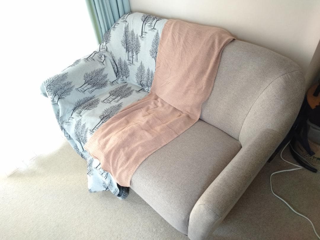 【良美品】2人掛ソファ, カバー2枚付き, 状態良好