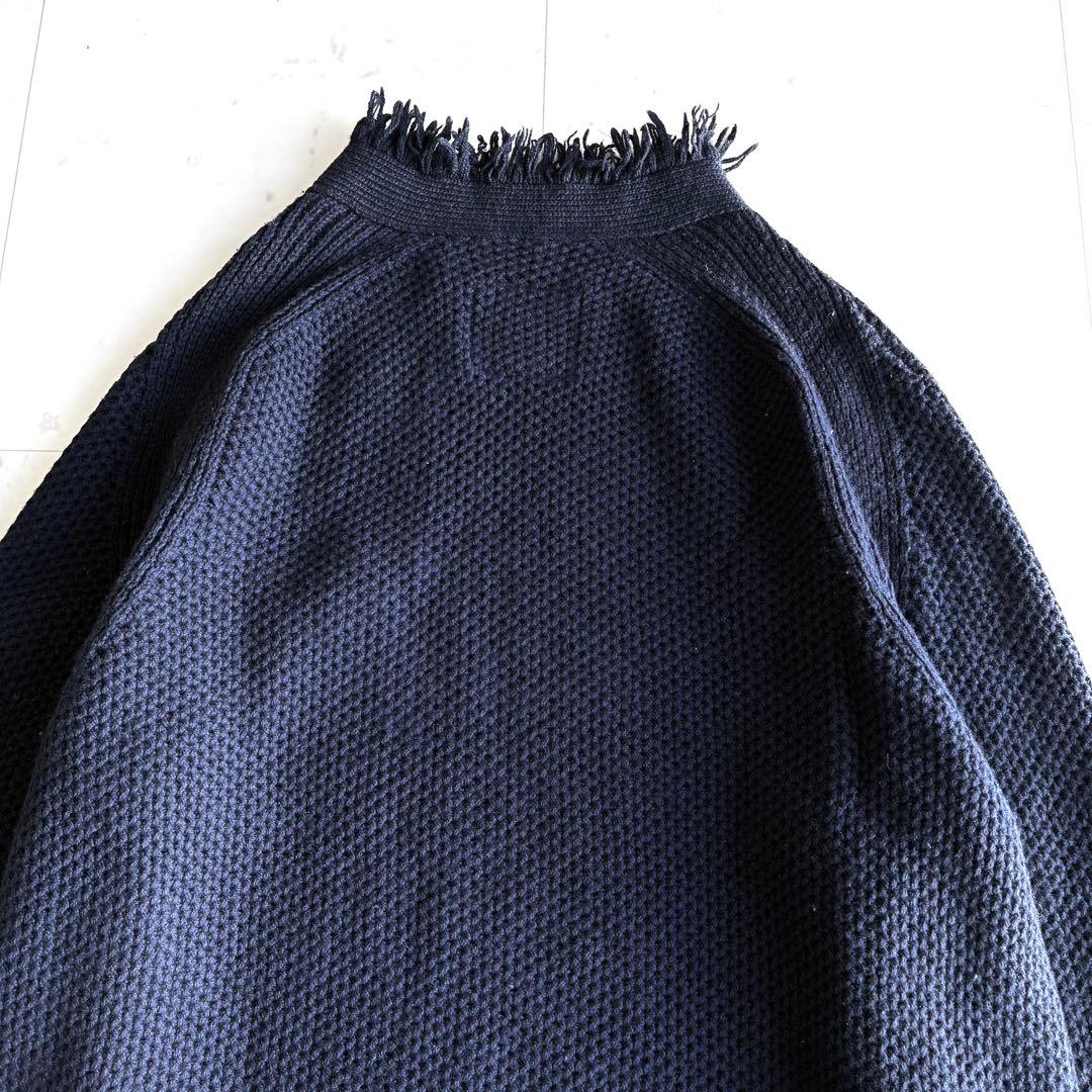 sacai サカイ 長袖フリンジニット ダークネイビー サイズ3